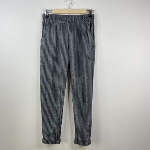 Final Touch Railroad Pinstripe Elastic Pocket Dress Pants Size Small Grey White